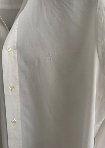 Beyaz Baskılı V Yaka Uzun Kollu Erkek Gömlek - Görsel 4