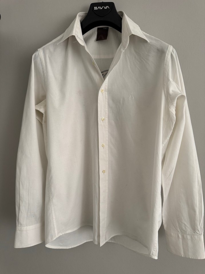 Beyaz Baskılı V Yaka Uzun Kollu Erkek Gömlek - Görsel 2