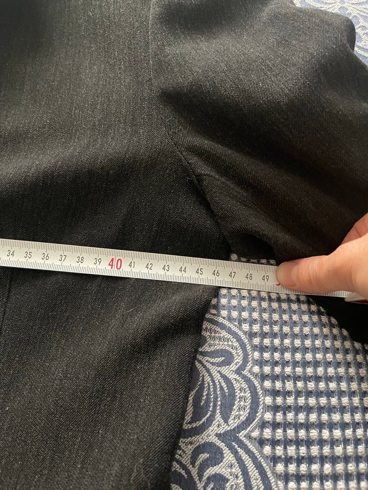 Gri Düğmeli Kadın Keten Blazer Ceket - Görsel 5