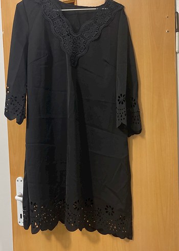 Dantel Detaylı Siyah Bohem Midi Elbise - Görsel 5