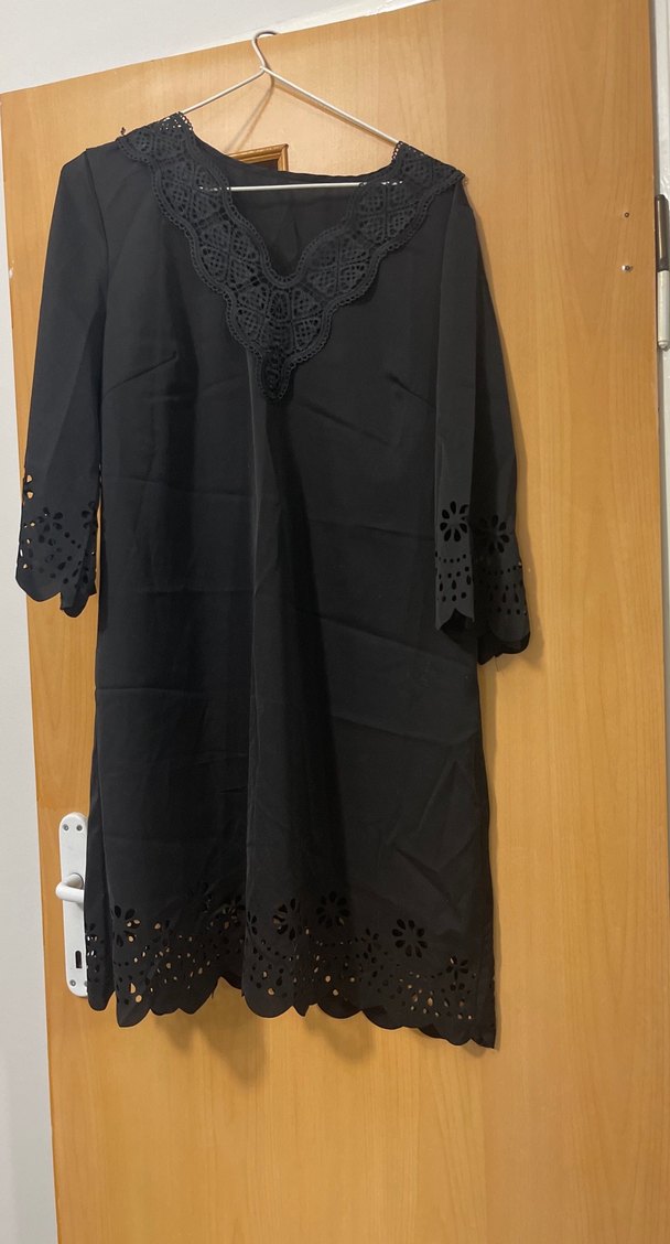 Dantel Detaylı Siyah Bohem Midi Elbise - Görsel 5