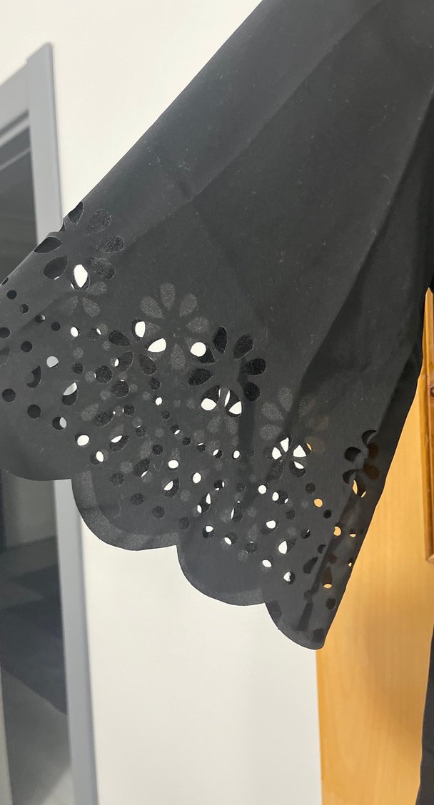 Dantel Detaylı Siyah Bohem Midi Elbise - Görsel 3