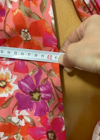 Pembe Çiçek Desenli Straplez elbise - Görsel 7