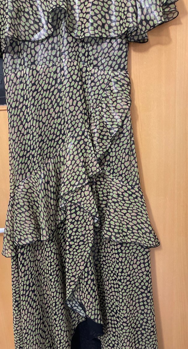 Bohem Stil Khaki Yılan Desenli Uzun Elbise - Görsel 4