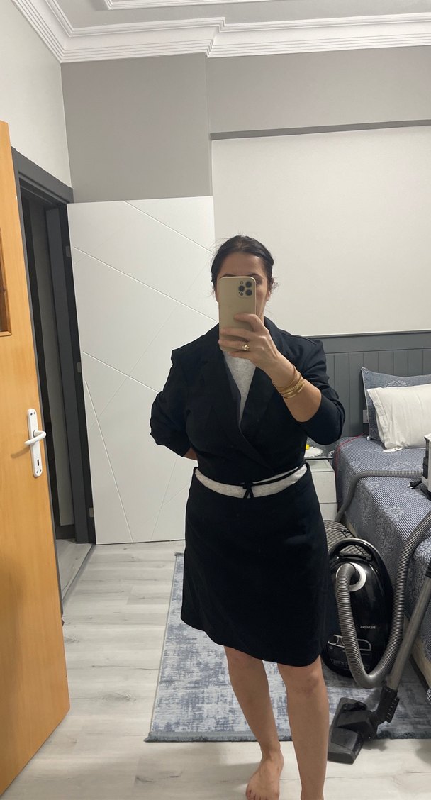 Siyah Midi Kadın Ofis Elbisesi - Görsel 2