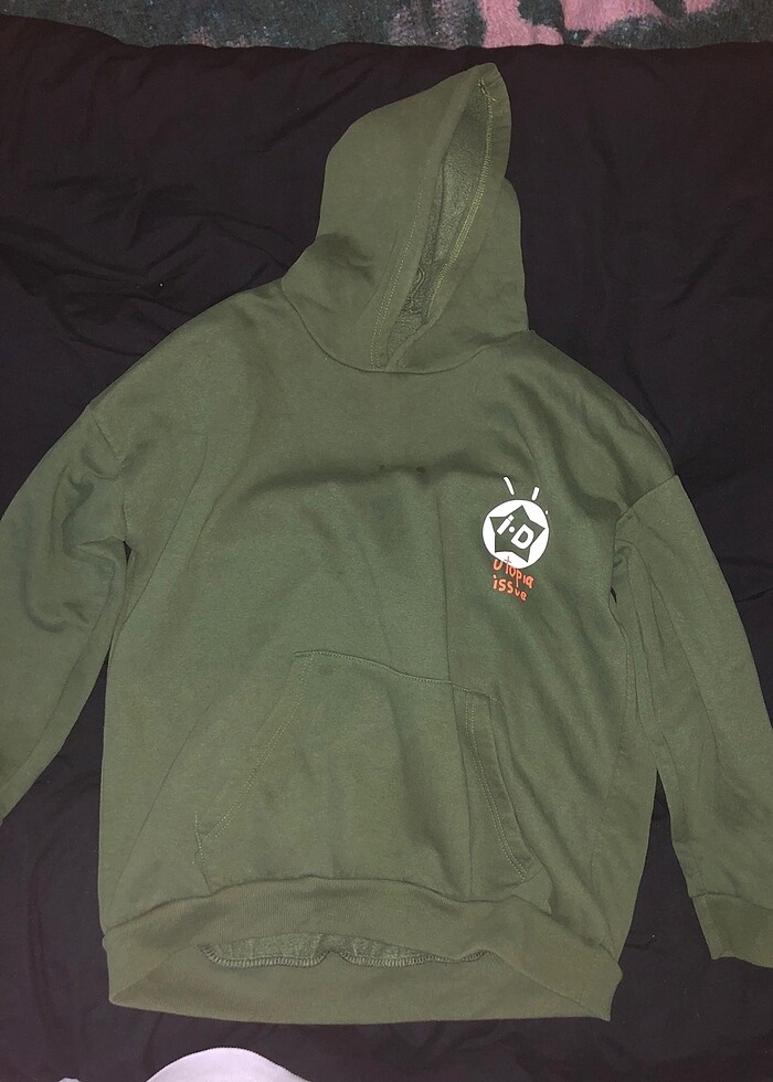 baskılı 3 iplik yeşil swetshirt m beden - Görsel 4