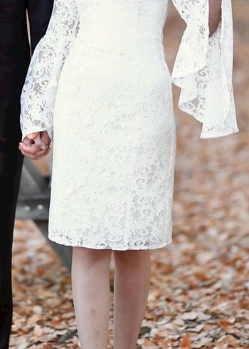 Dantel Detaylı Beyaz  Abiye Elbise - Görsel 8