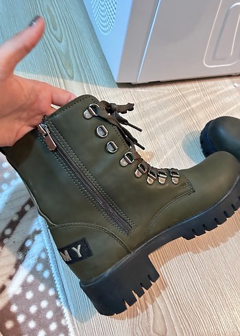 Kamuflaj Desenli Yeşil Deri Bot - Görsel 3