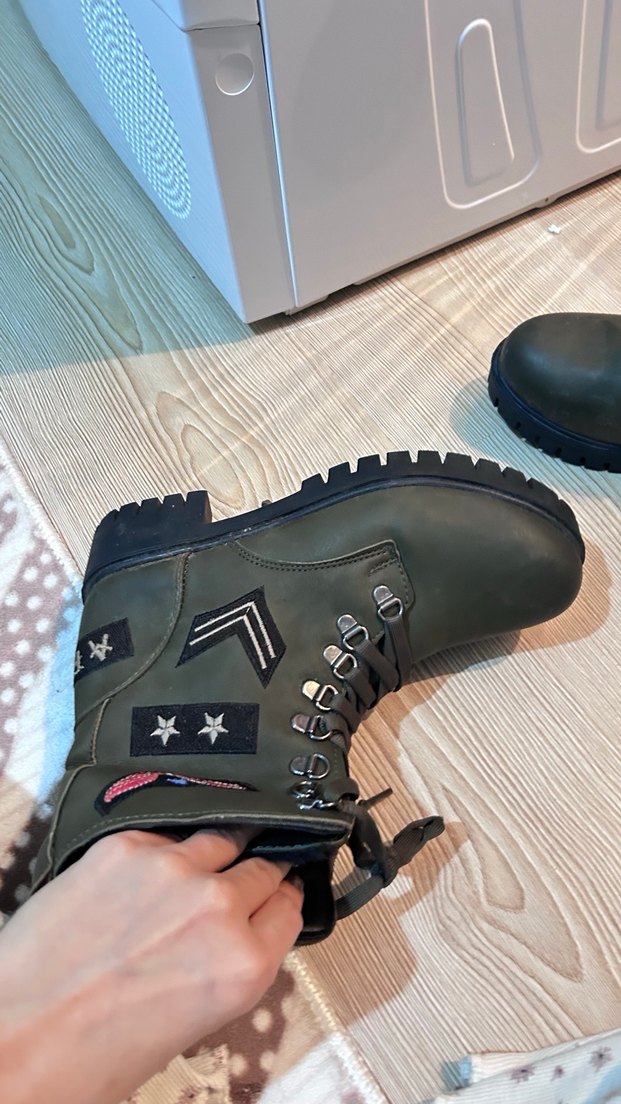 Kamuflaj Desenli Yeşil Deri Bot - Görsel 4