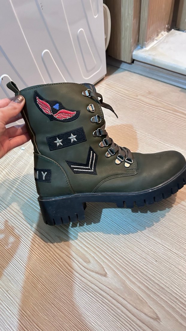 Kamuflaj Desenli Yeşil Deri Bot - Görsel 5