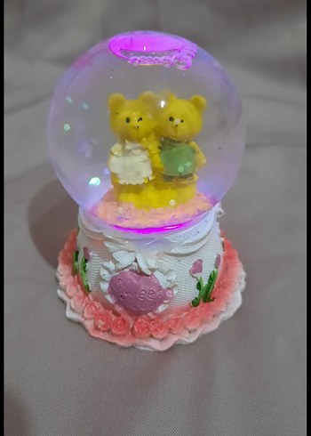 Renkli Pembe Ayıcık Temalı Kar Küresi Biblo - Görsel 2