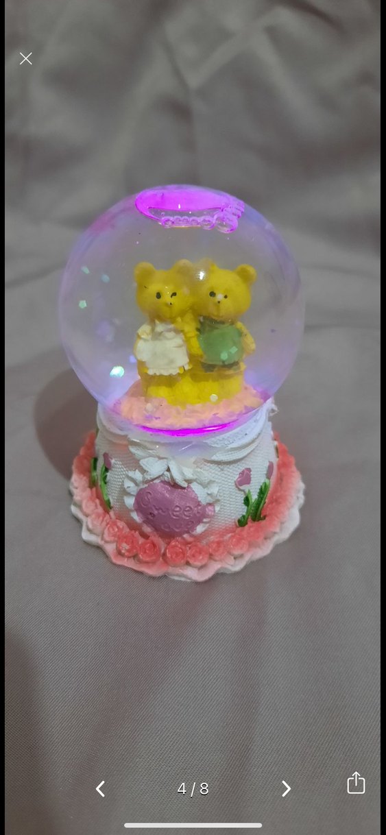 Renkli Pembe Ayıcık Temalı Kar Küresi Biblo - Görsel 2