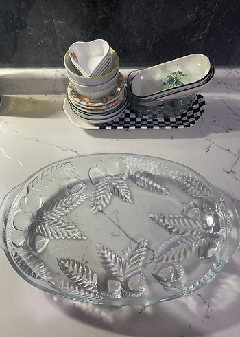 İşlemeli Desenli Cam Servis Tablası - Görsel 2
