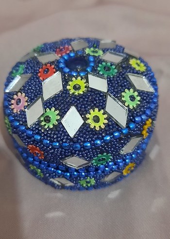 El İşçiliği Boncuklu Yuvarlak Kutu - Görsel 2