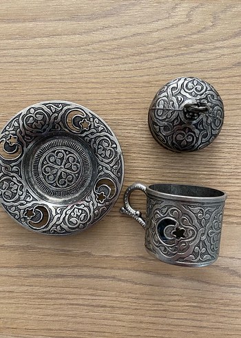 Kahverengi Nakışlı Kahve Fincan Bakır - Görsel 5