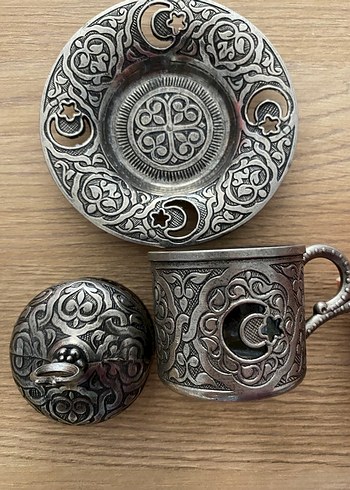 Kahverengi Nakışlı Kahve Fincan Bakır - Görsel 3