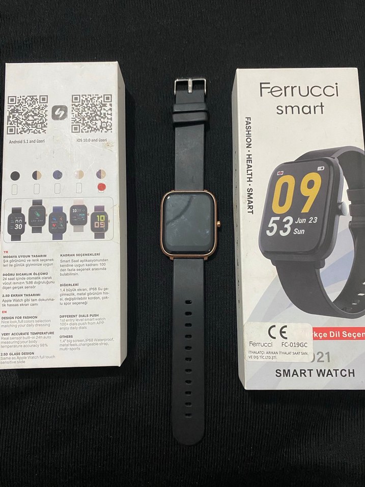 Ferrucci FC-019GC Siyah Akıllı Saat - Görsel 2