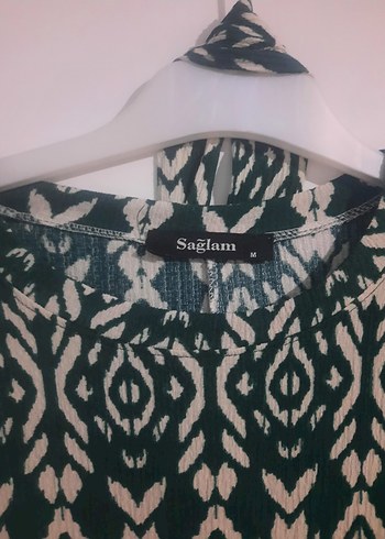 Uzun Yeşil Bohem Piliseli Elbise - Görsel 3