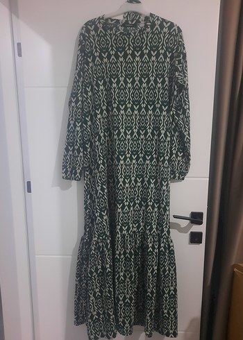 Uzun Yeşil Bohem Piliseli Elbise - Görsel 2