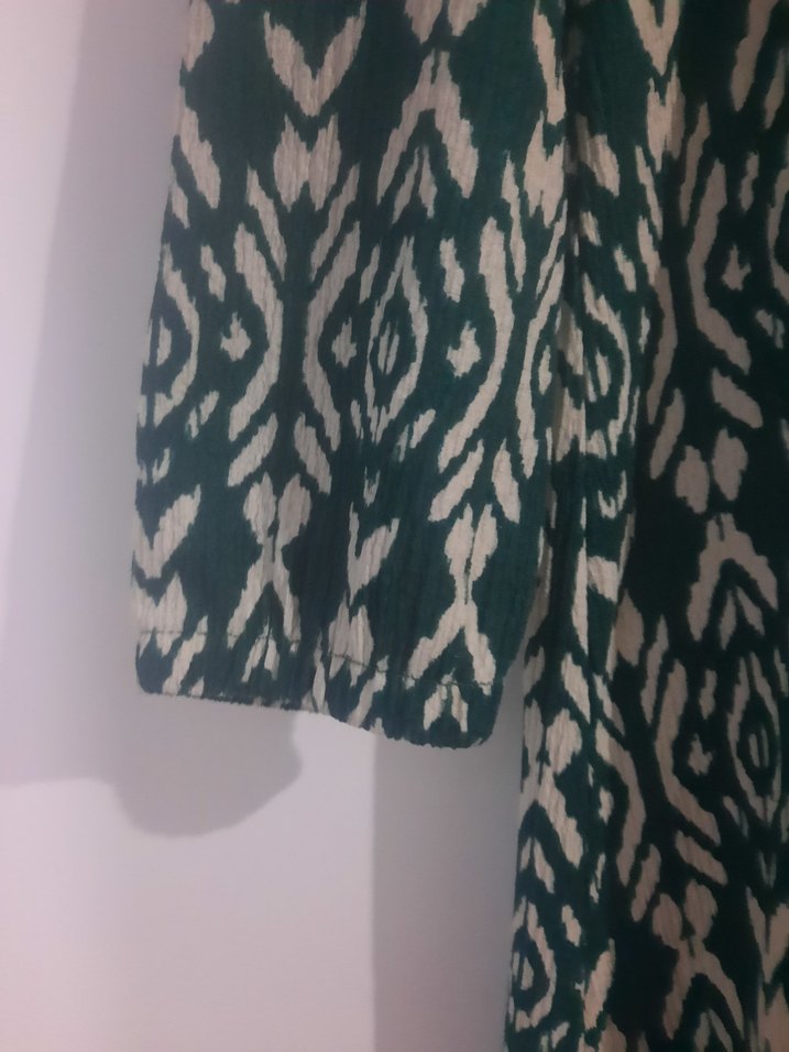 Uzun Yeşil Bohem Piliseli Elbise - Görsel 4