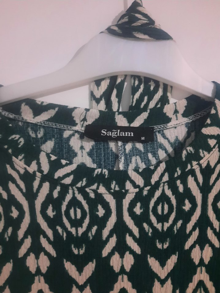 Uzun Yeşil Bohem Piliseli Elbise - Görsel 3