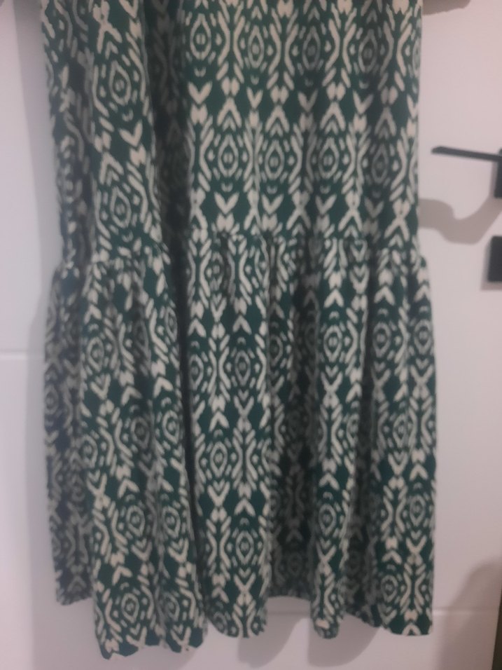 Uzun Yeşil Bohem Piliseli Elbise - Görsel 5