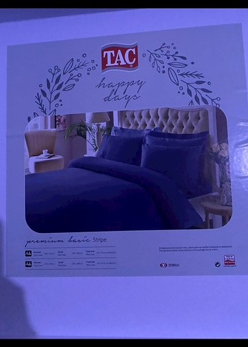 TAC Lacivert Pamuk Saten Nevresim Takımı Çift Kişilik - Görsel 2