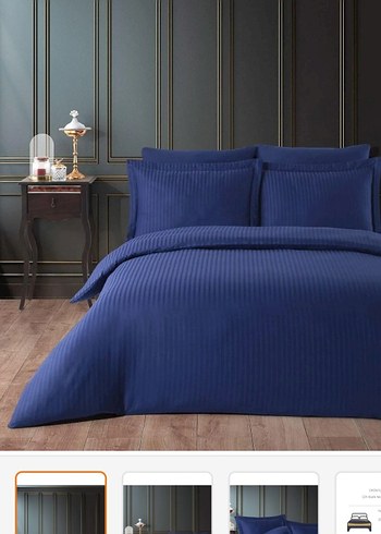 TAC Lacivert Pamuk Saten Nevresim Takımı Çift Kişilik - Görsel 3