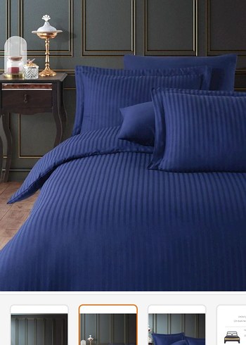 TAC Lacivert Pamuk Saten Nevresim Takımı Çift Kişilik - Görsel 4