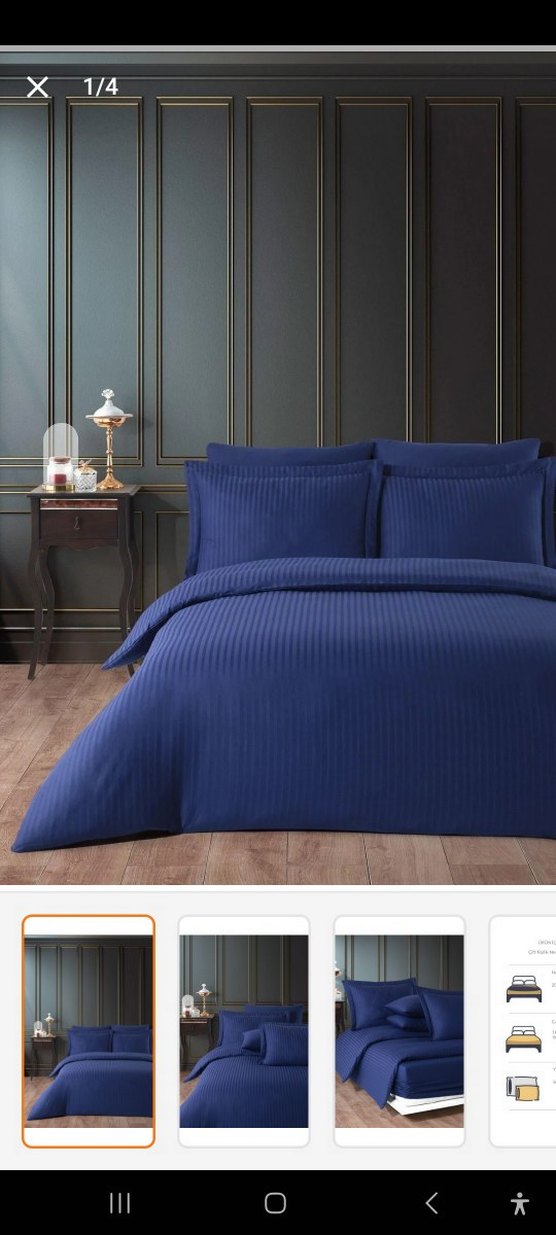 TAC Lacivert Pamuk Saten Nevresim Takımı Çift Kişilik - Görsel 3