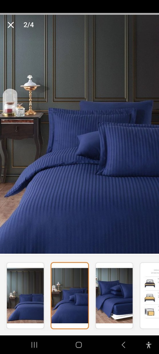 TAC Lacivert Pamuk Saten Nevresim Takımı Çift Kişilik - Görsel 4