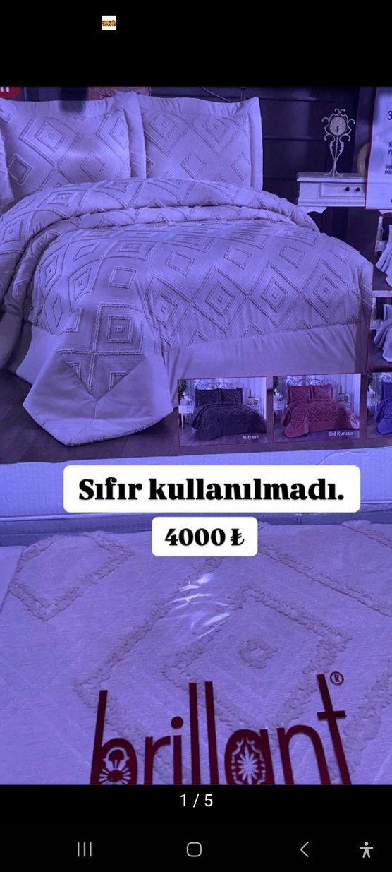 Nakışlı 3 Parça Bej Yatak Örtüsü Çift Kişilik - Görsel 5