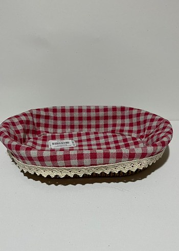  Beden Bordo Ekose Kumaşlı Rattan Sepet