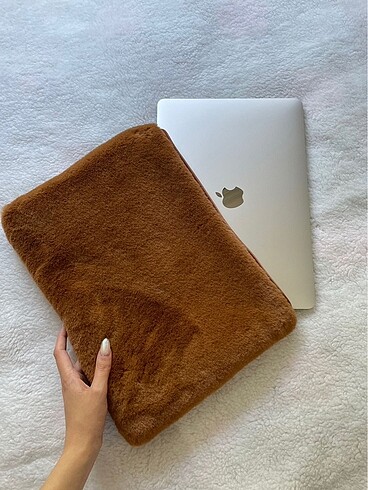 Açık Kahve Peluş Laptop/Tablet/İpad Çantası