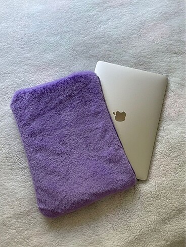 lila peluş laptop/tablet/ipad çantası