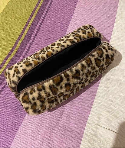 Leopar Peluş Dyson Çantası/Saç Şekillendirici Çantası