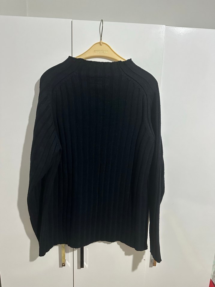 Erkek Siyah Keten Pilili Normal Boy Kazak - Görsel 2