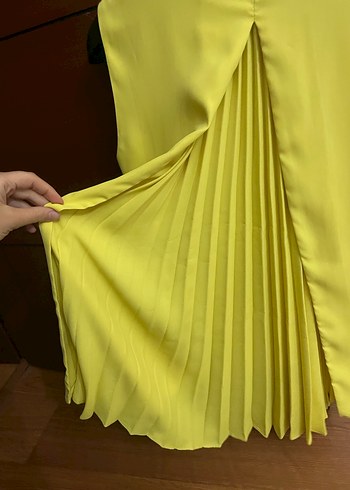 Sarı Kolsuz Mini Bluz Fermuarlı - Görsel 6