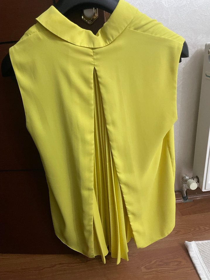 Sarı Kolsuz Mini Bluz Fermuarlı - Görsel 5