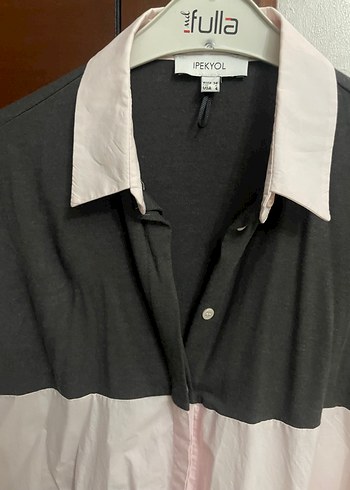 Gri Düğmeli Uzun Kollu Kadın Gömlek - Görsel 2