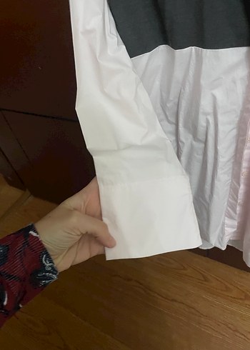 Gri Düğmeli Uzun Kollu Kadın Gömlek - Görsel 3