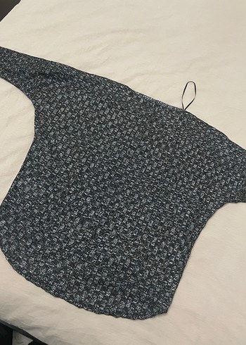 Gri Örgü Kadın Kazak, Uzun Kollu, Salaş Kesim - Görsel 6