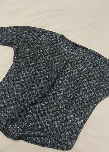 Gri Örgü Kadın Kazak, Uzun Kollu, Salaş Kesim - Görsel 5