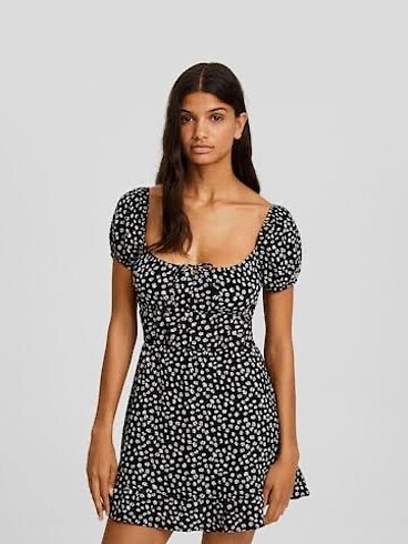 Bershka Gofre Mini Elbise