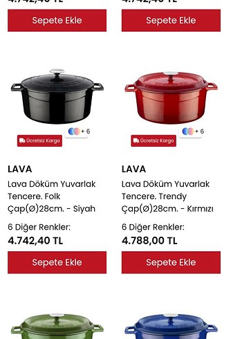 Lava Döküm Yuvarlak Tencere 28 cm Kırmızı