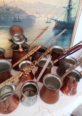 Etnik Desenli Koyu Camel Cezve Seti - Görsel 6