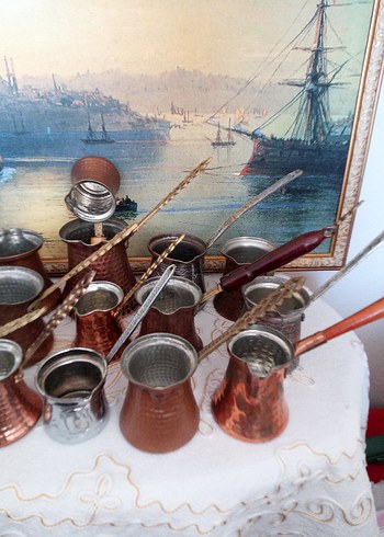 Etnik Desenli Koyu Camel Cezve Seti - Görsel 8