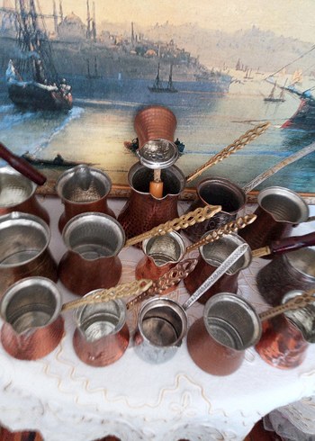 Etnik Desenli Koyu Camel Cezve Seti - Görsel 7