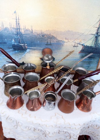 Etnik Desenli Koyu Camel Cezve Seti - Görsel 2