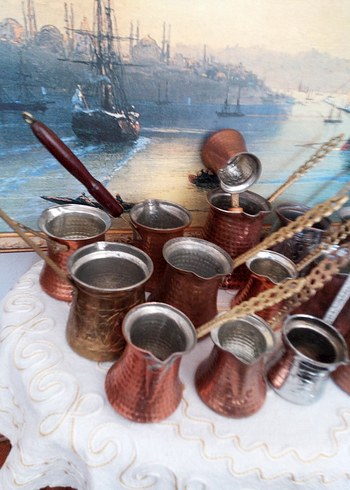 Etnik Desenli Koyu Camel Cezve Seti - Görsel 4